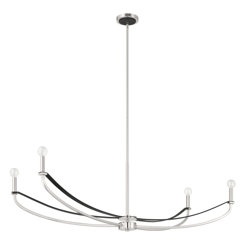 Sussex 47" Linear Chandelier - Polished Nickel / Black Faux Leather