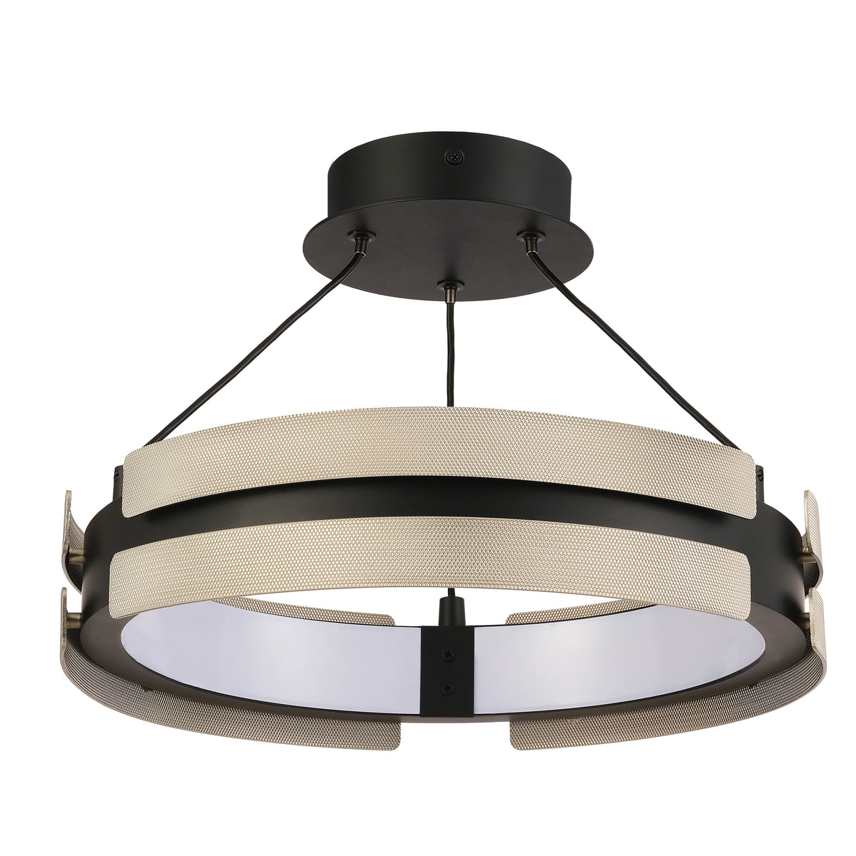 Grazia 15" LED Chandelier - Matte Black / Satin Nickel