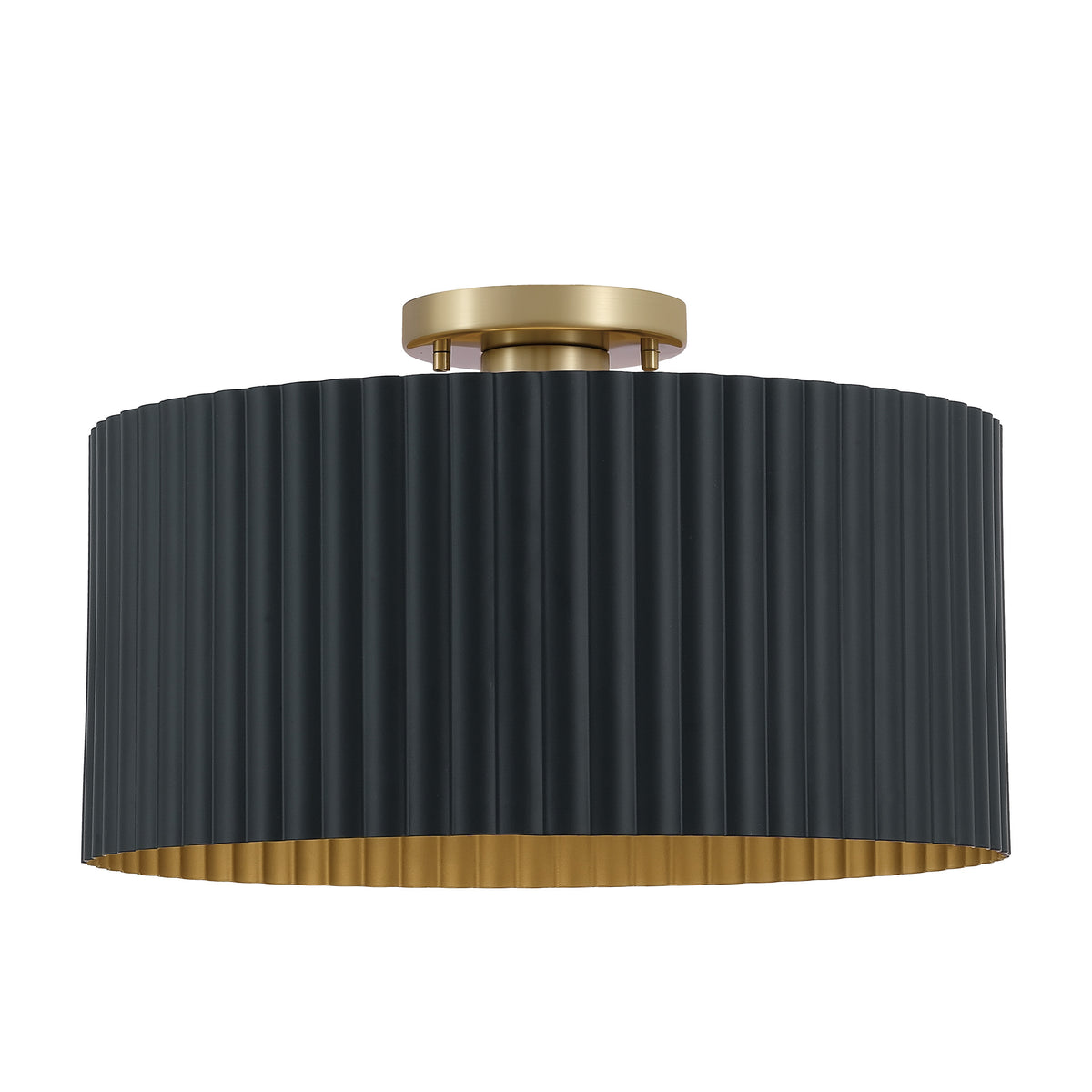 Leilani 16" Semi-Flush Mount - Matte Black / Brushed Gold