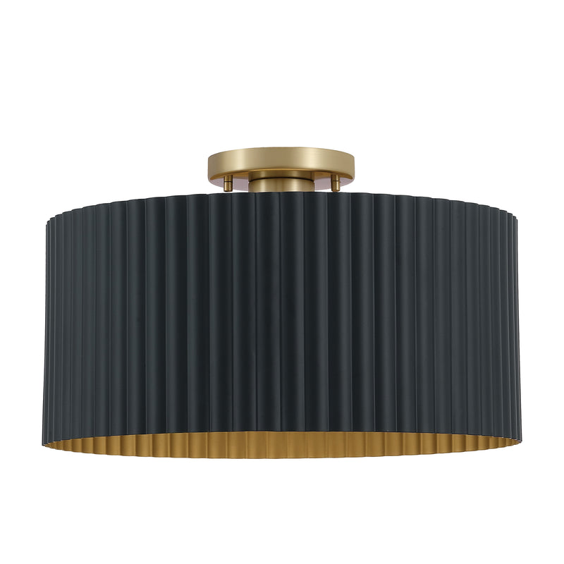 Leilani 16" Semi-Flush Mount - Matte Black / Brushed Gold