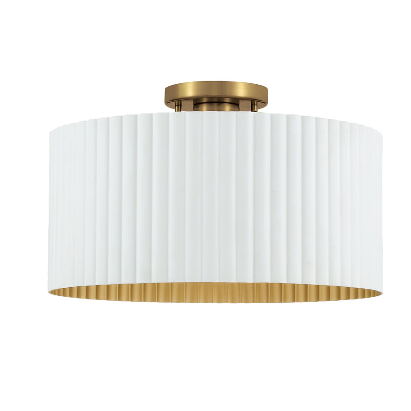 Leilani 16" Semi-Flush Mount - Matte White / Brushed Gold