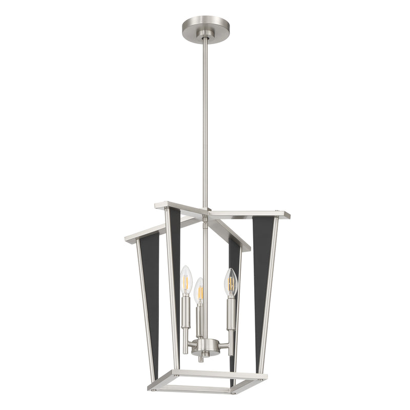 Julliard 18" Pendant Light - Brushed Nickel / Black Faux Leather