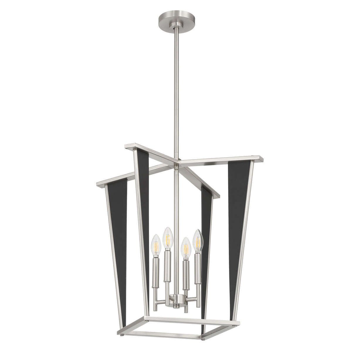 Julliard 24" Pendant Light - Brushed Nickel / Black Faux Leather