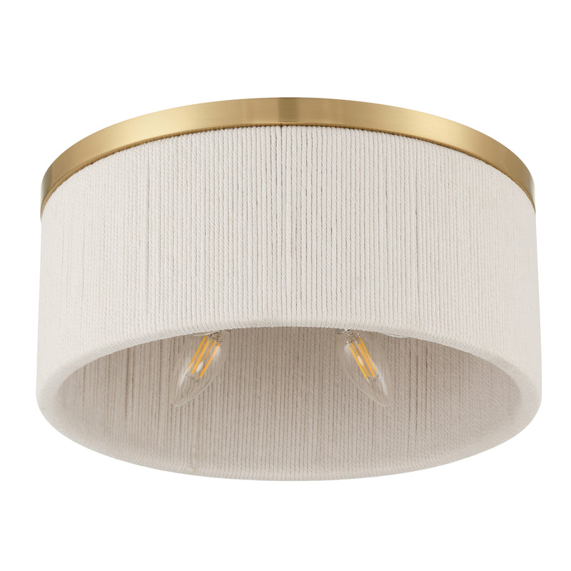 Wellfleet 15" Flush Mount - Brass / Cream Cotton Rope
