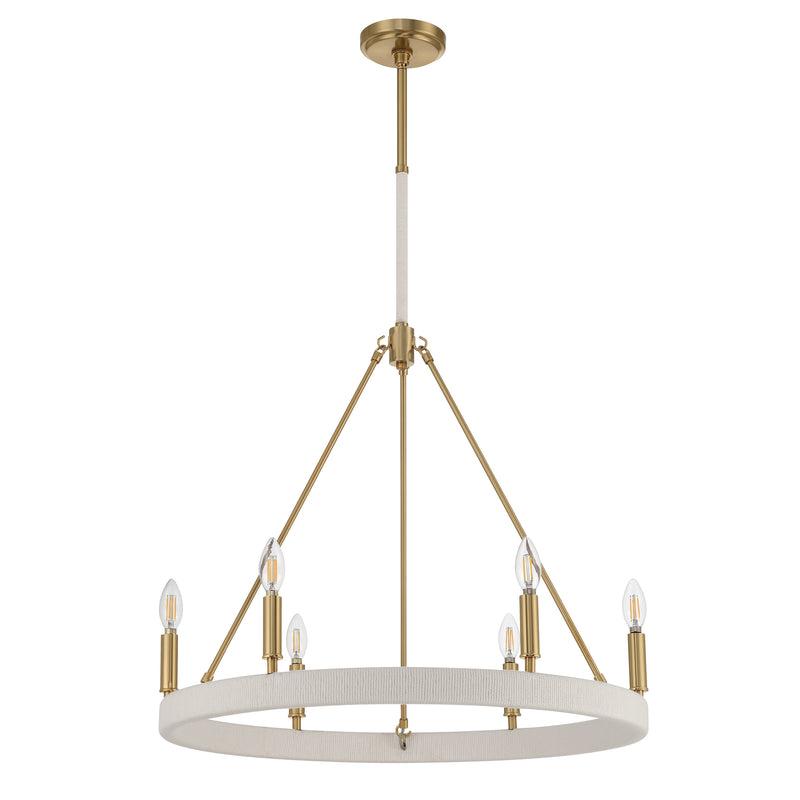Wellfleet 27" Chandelier - Brass / Cream Cotton Rope