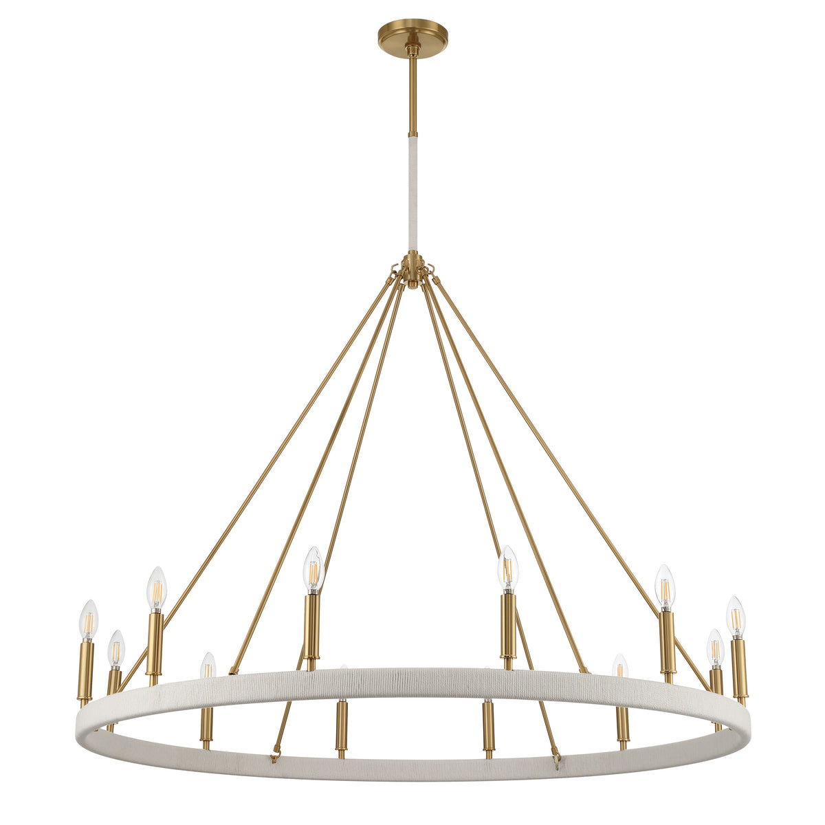 Wellfleet 48" Chandelier - Brass / Cream Cotton Rope