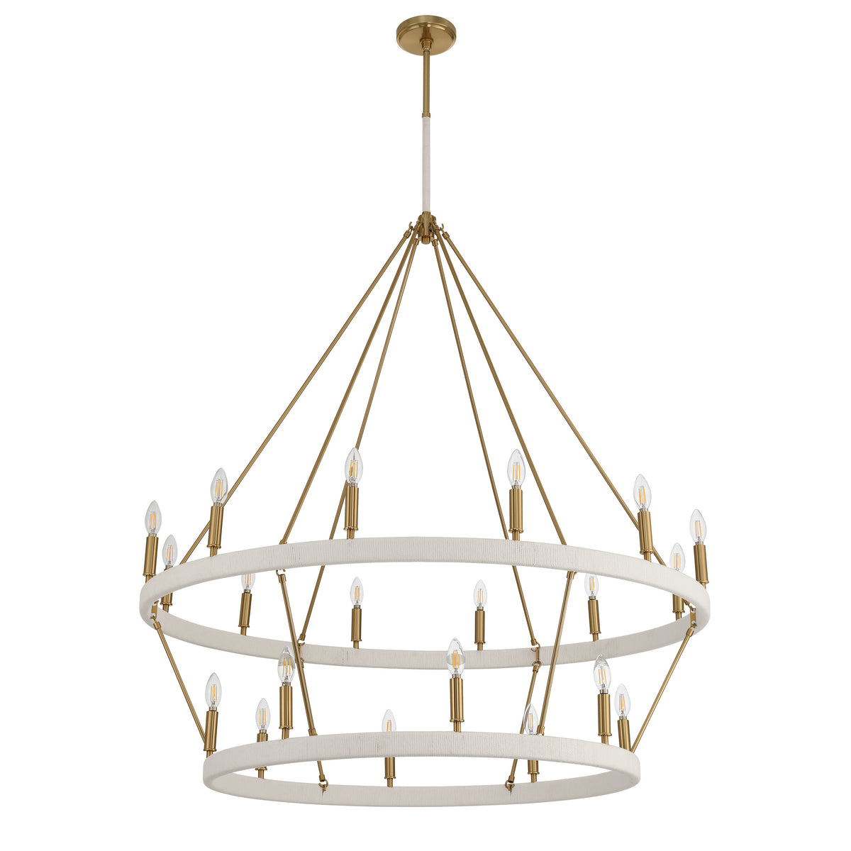 Wellfleet 48" Tiered Chandelier - Brass / Cream Cotton Rope