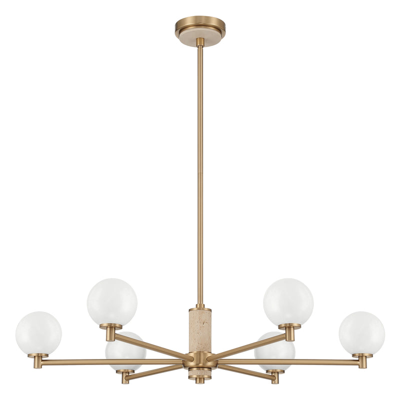 Tremont 32" Chandelier - Champagne Gold / Travertine