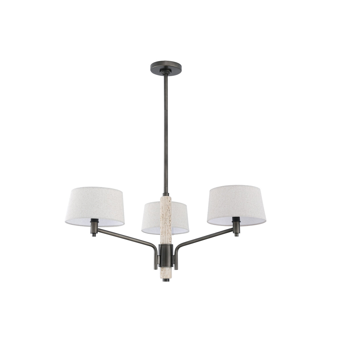 Camila 30" Chandelier - Forged Bronze / Travertine