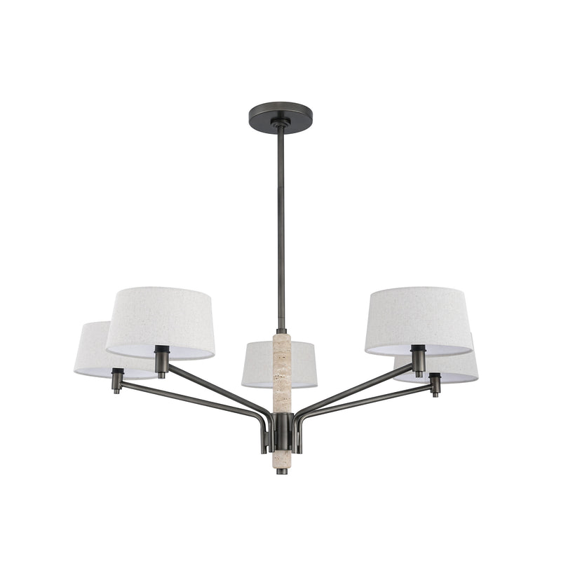 Camila 40" Chandelier - Forged Bronze / Travertine