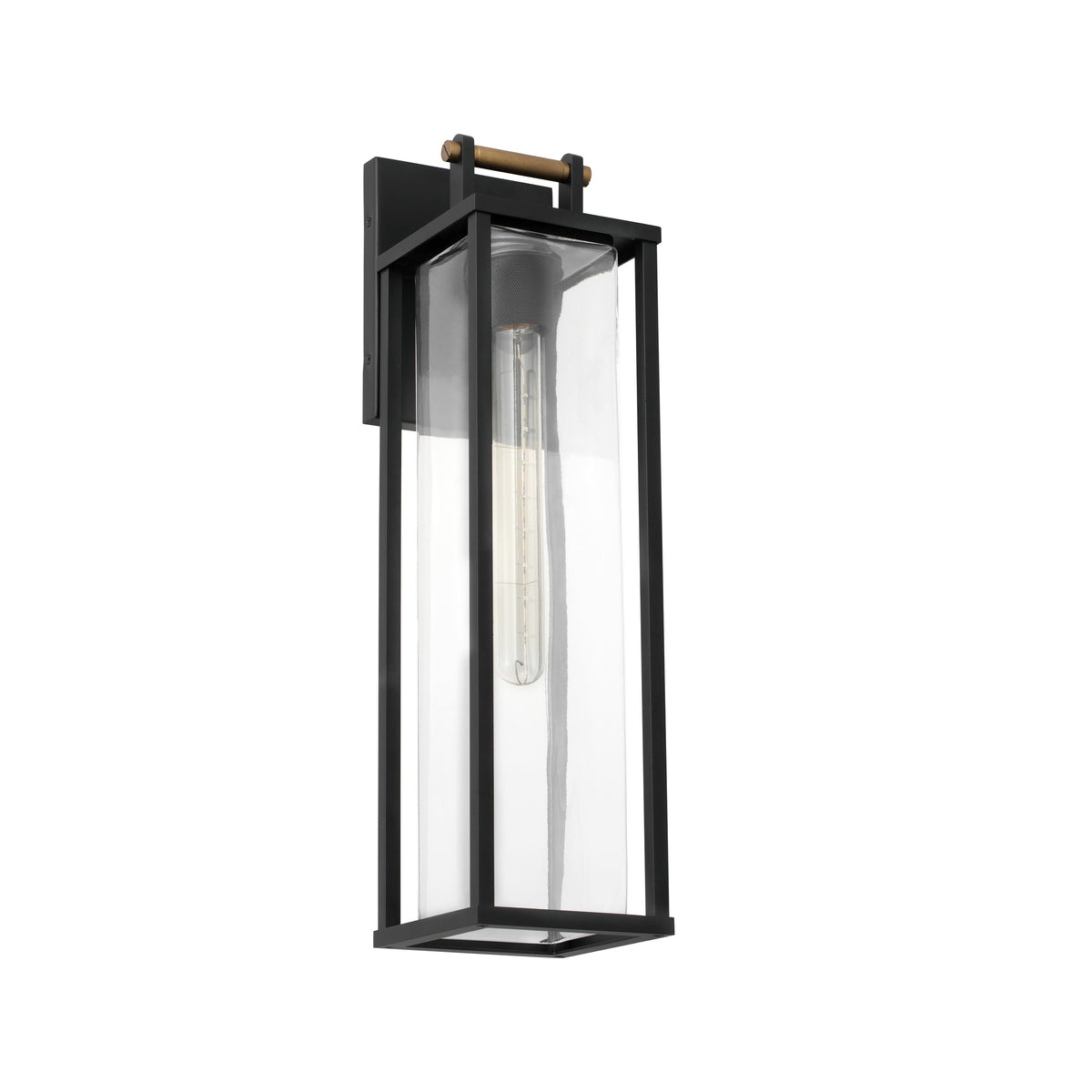 Warwick 23" Exterior Wall Sconce - Matte Black / Natural Brass