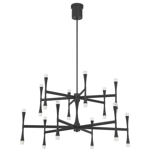Brett 42" 5CCT LED Tiered Chandelier - Textured Black