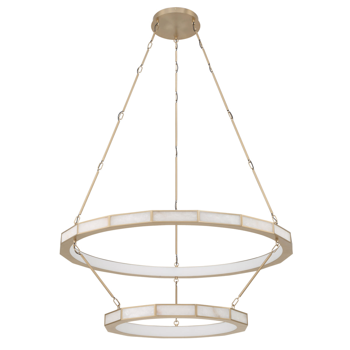Wales 50" 5CCT LED Tiered Chandelier - Champagne Gold / Alabaster