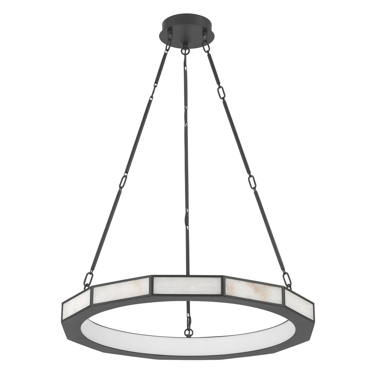 Wales 30" 5CCT LED Chandelier - Textured Black / Alabaster