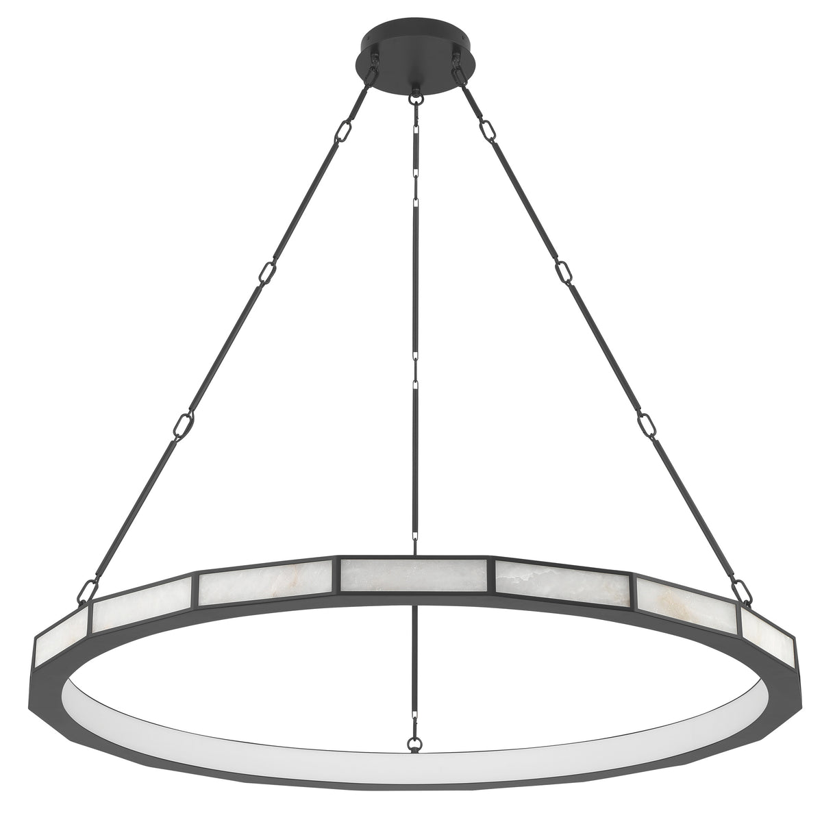 Wales 50" 5CCT LED Chandelier - Textured Black / Alabaster