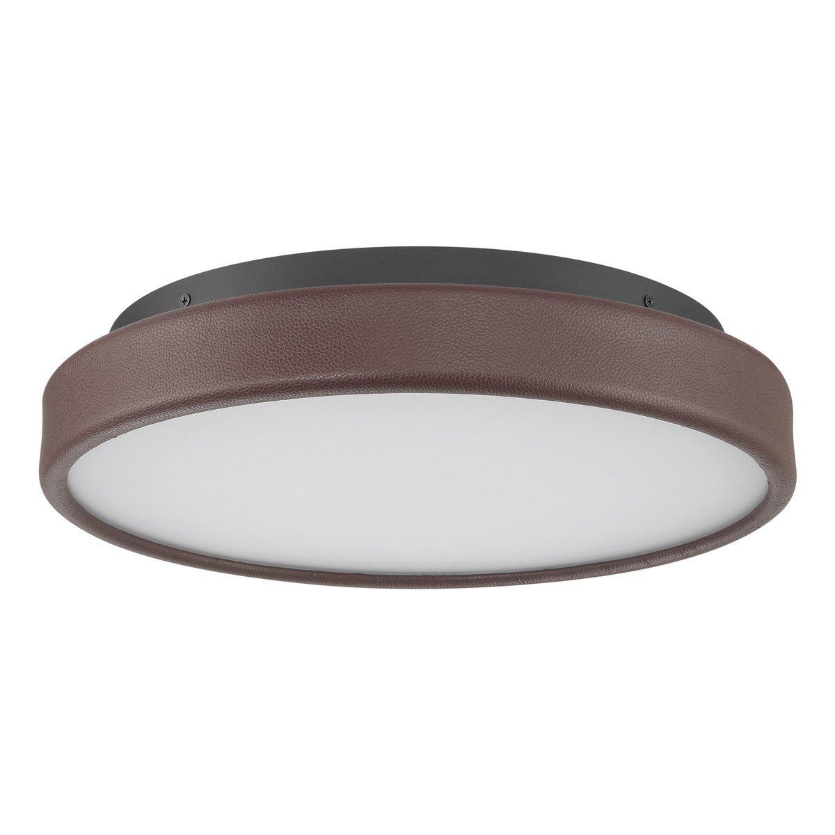 Riley 16" 5CCT LED Flush Mount - Coffee Faux Leather / Textured Black