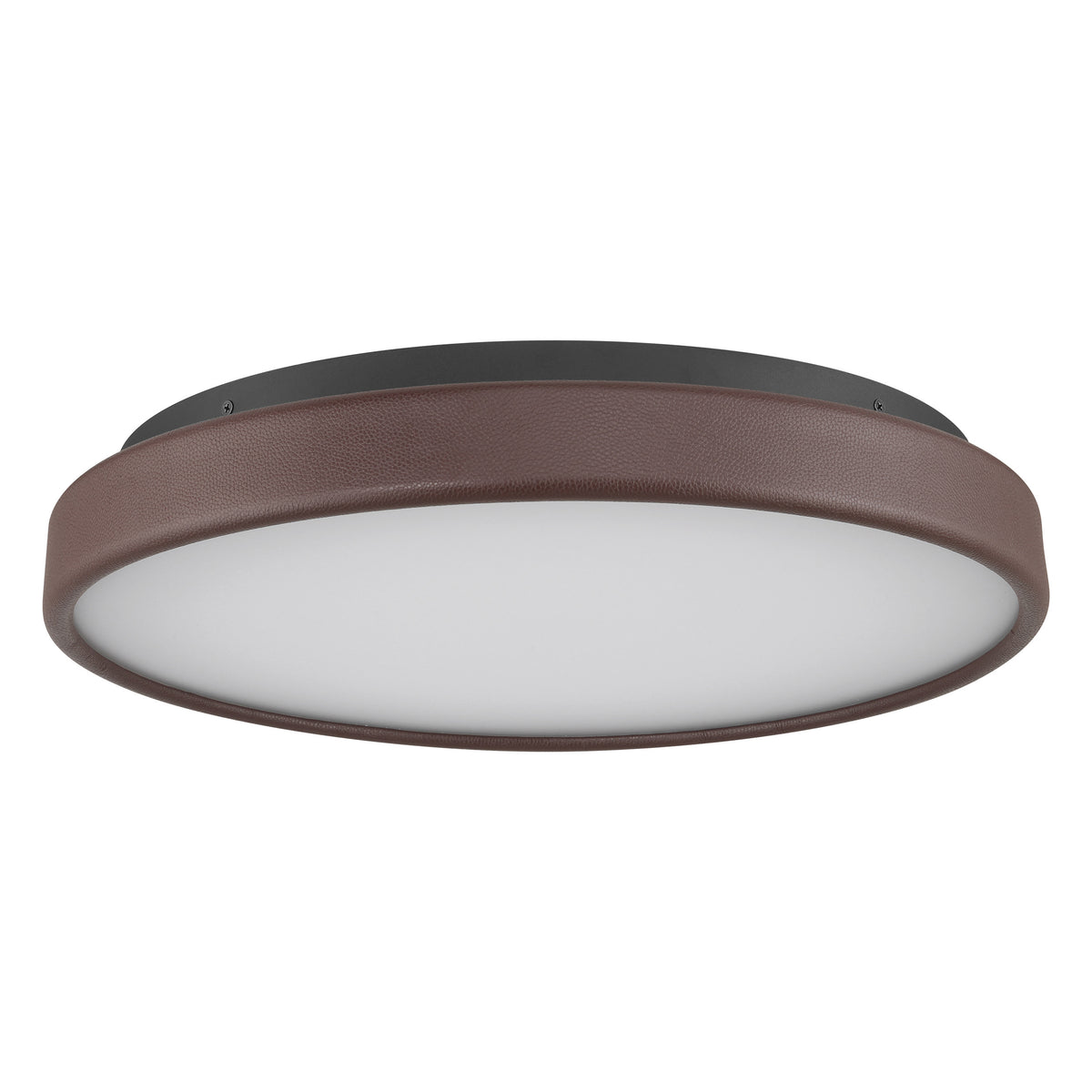 Riley 20" 5CCT LED Flush Mount - Coffee Faux Leather / Textured Black