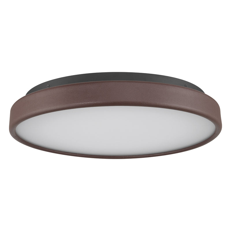 Riley 20" 5CCT LED Flush Mount - Coffee Faux Leather / Textured Black