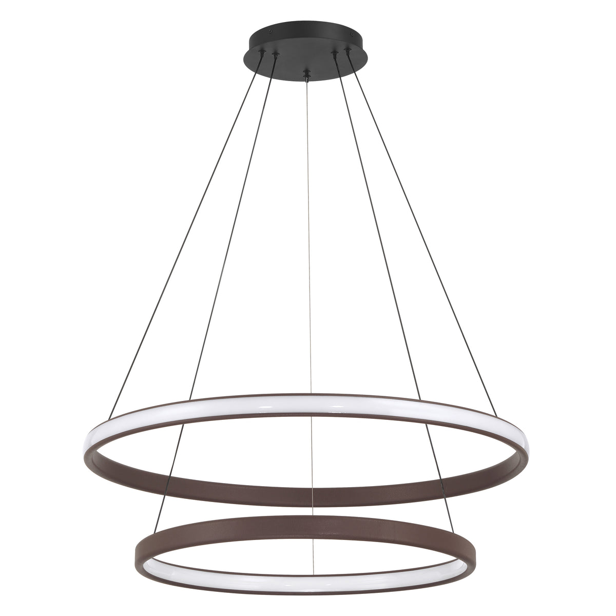 Riley 31" 5CCT LED Chandelier - Coffee Faux Leather / Textured Black