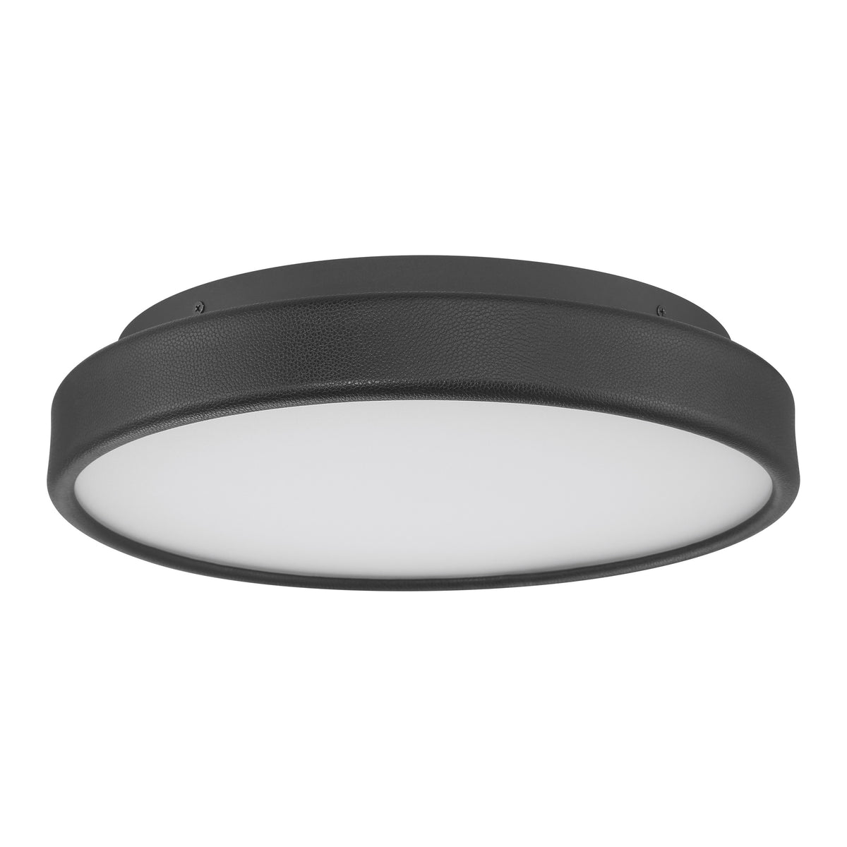Riley 16" 5CCT LED Flush Mount - Black Faux Leather / Textured Black