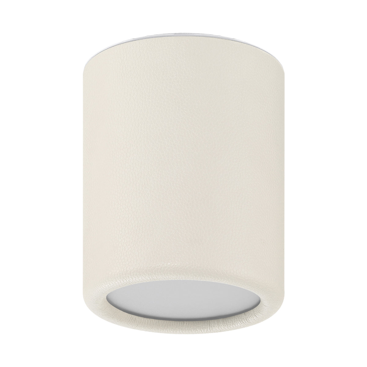 Riley 5" 5CCT LED Flush Mount - Cream Faux Leather / Textured White