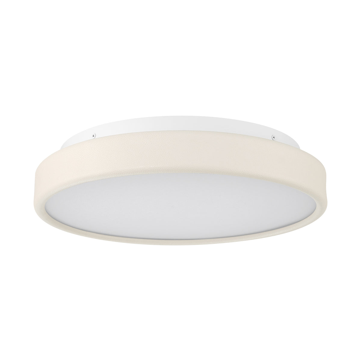 Riley 16" 5CCT LED Flush Mount - Cream Faux Leather / Textured White