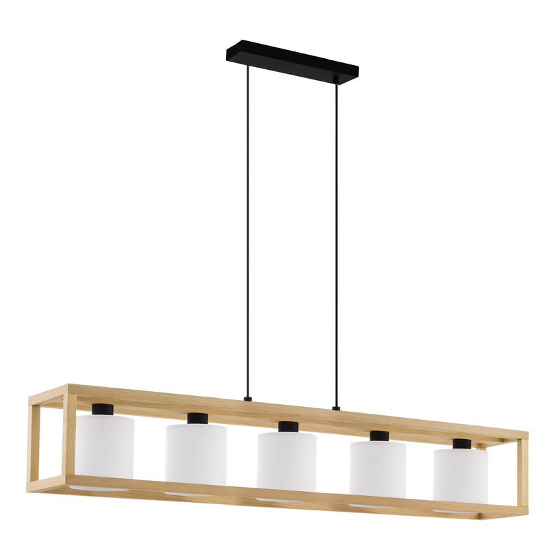 Granados 46" Pendant Light - Textured Black / Beech Wood