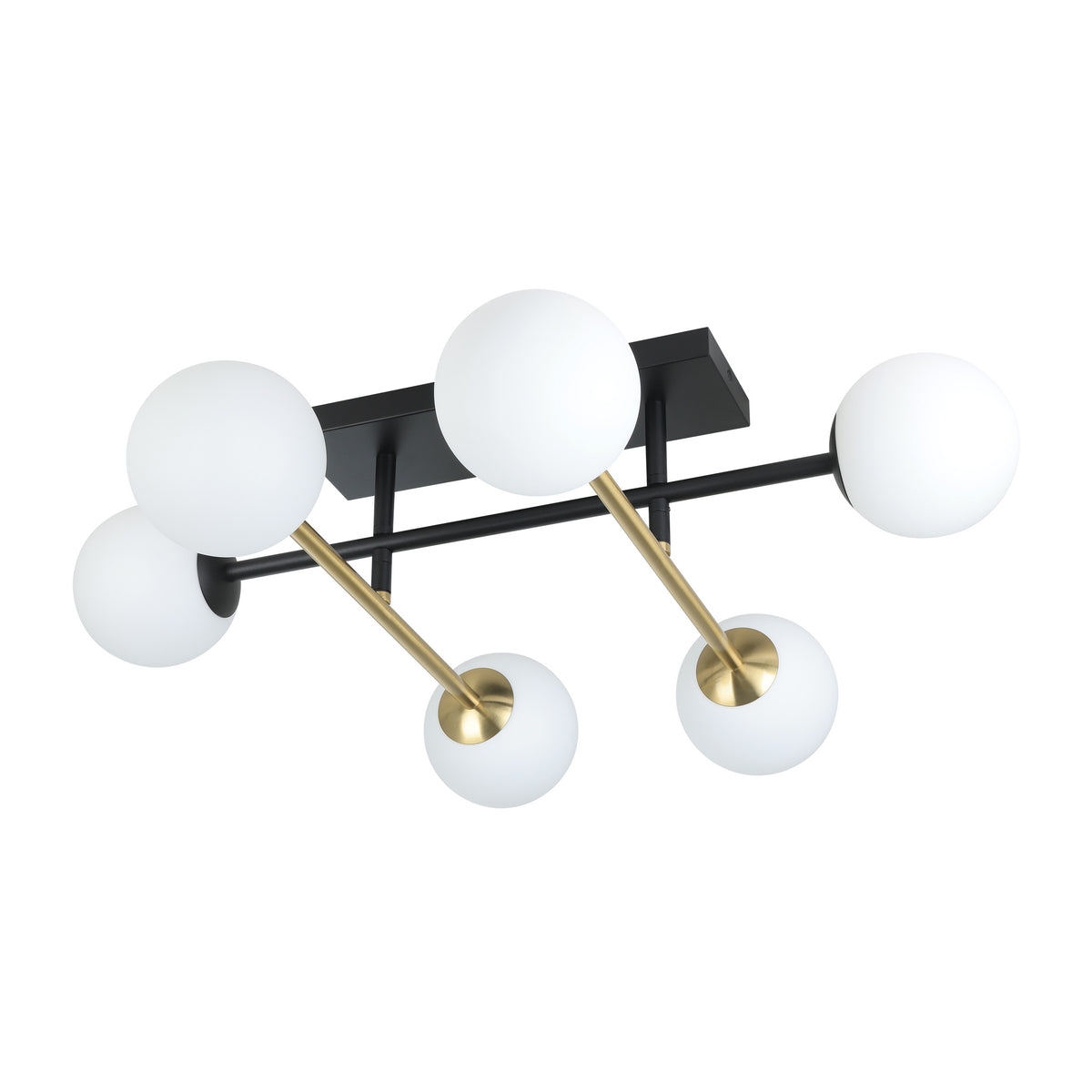 Paz 30" Semi-Flush Mount - Textured Black / Brushed Gold
