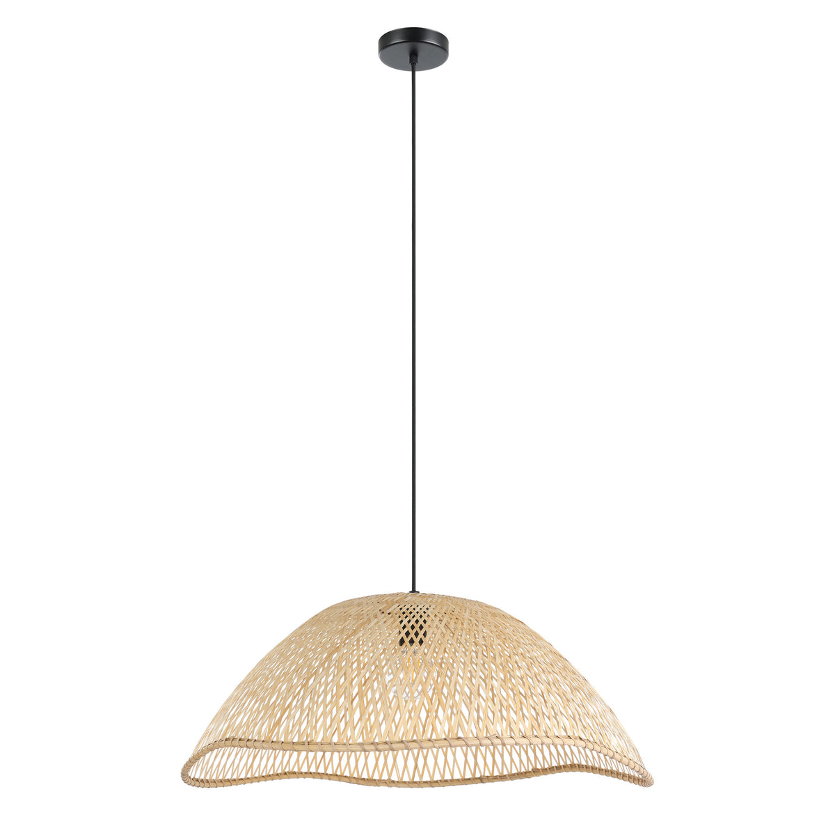 Sambucona 28" Pendant Light - Textured Black / Natural Bamboo
