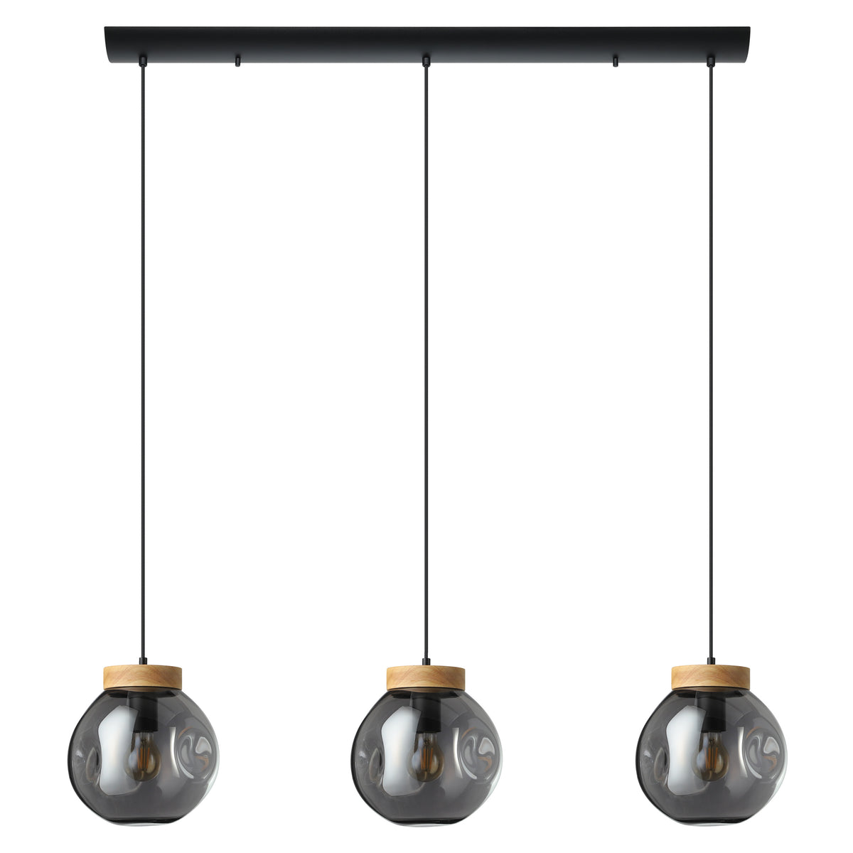 Magacela 45" Pendant Light - Textured Black / Rubberwood