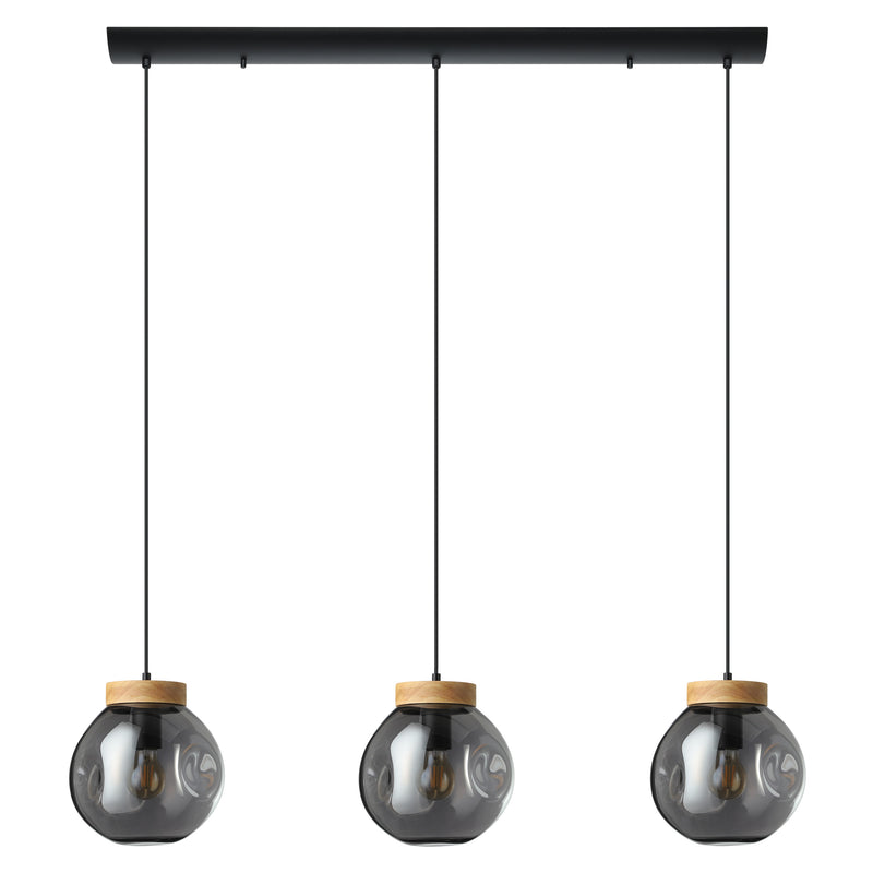 Magacela 45" Pendant Light - Textured Black / Rubberwood