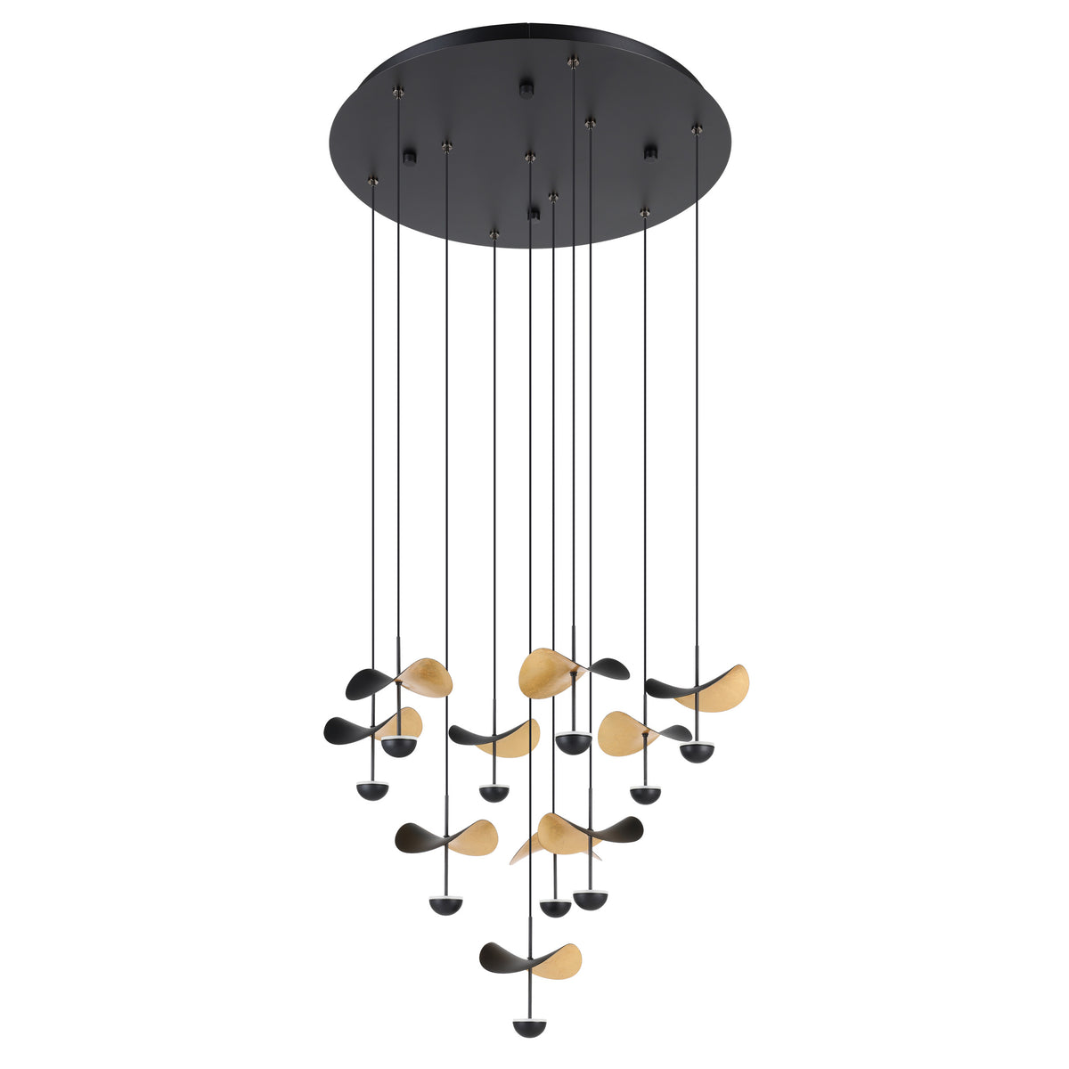Dracera 25" LED Pendant Light - Textured Black / Gold Leaf