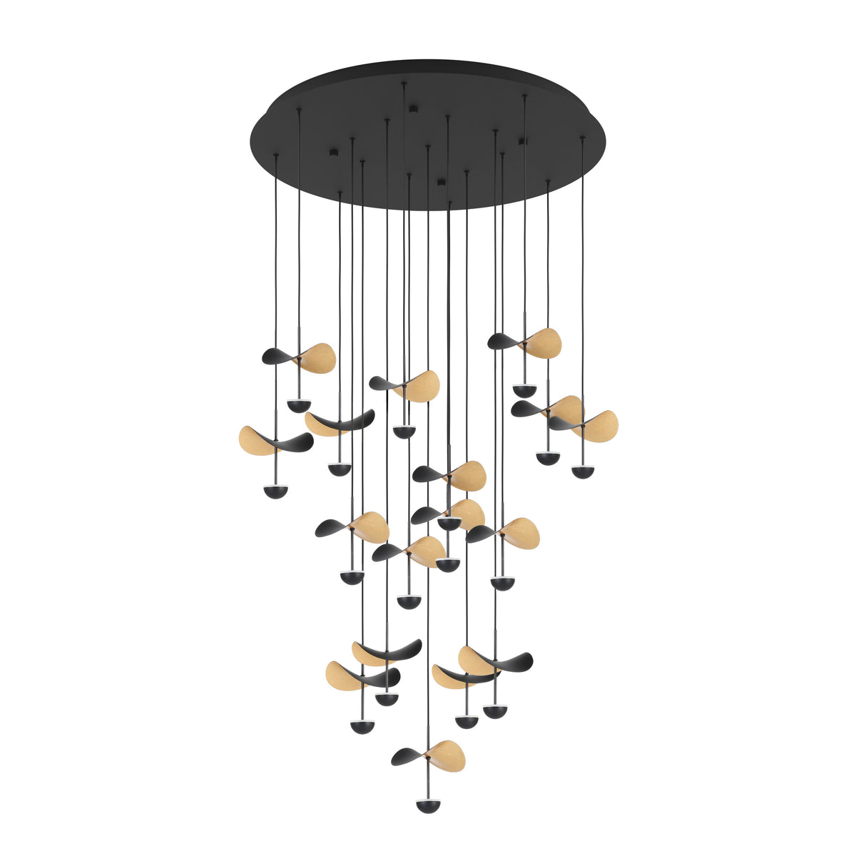 Dracera 32" LED Pendant Light - Textured Black / Gold Leaf
