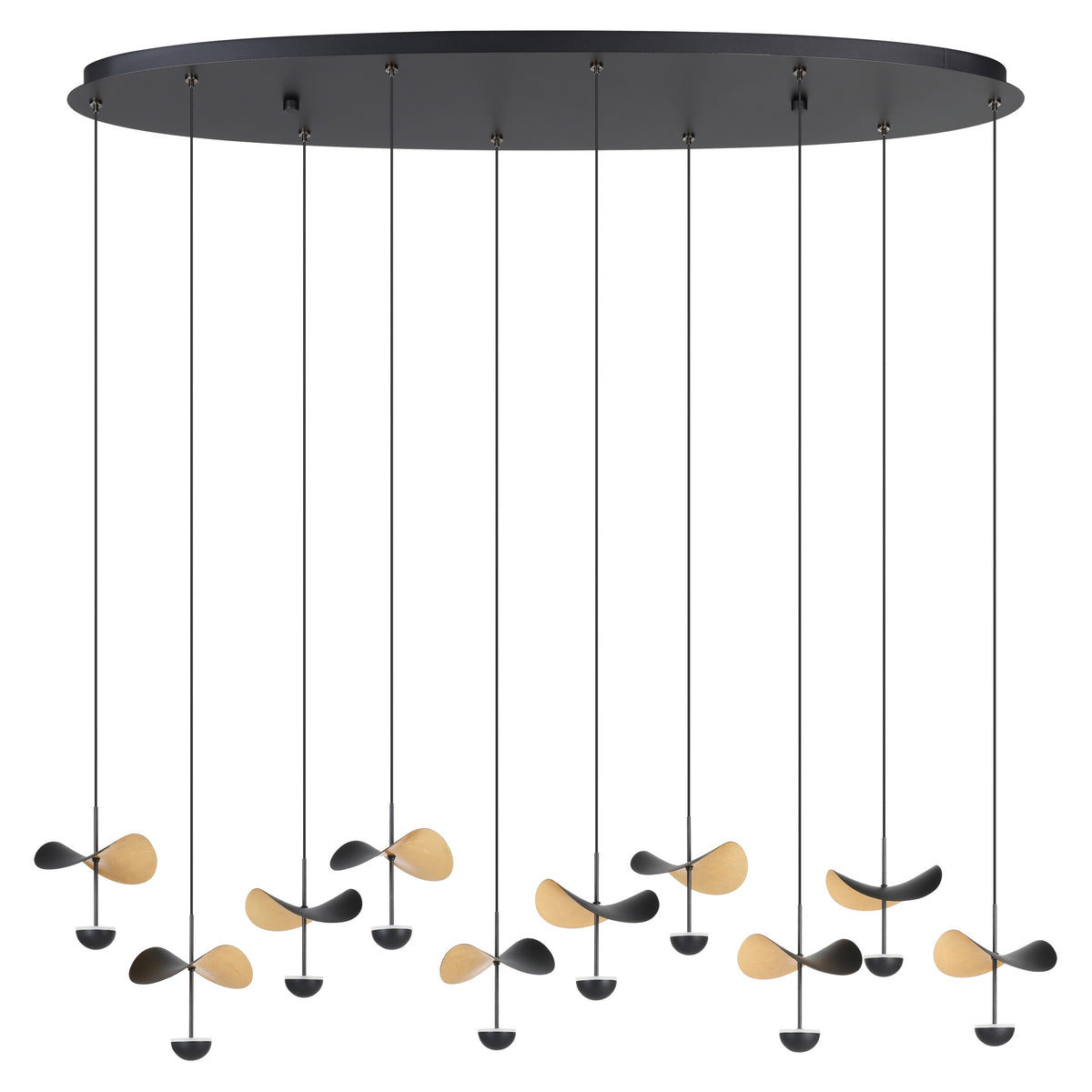 Dracera 48" LED Pendant Light - Textured Black / Gold Leaf