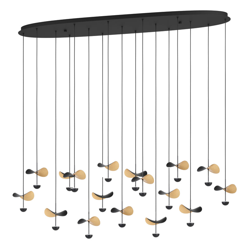 Dracera 61" LED Pendant Light - Textured Black / Gold Leaf
