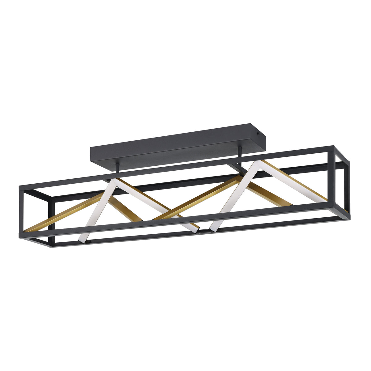 Penela 34" 3CCT LED Semi-Flush Mount - Textured Black / Gold