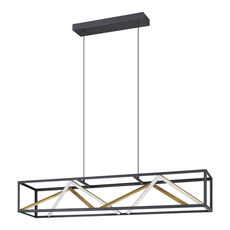 Penela 45" 3CCT LED Pendant Light - Textured Black / Gold