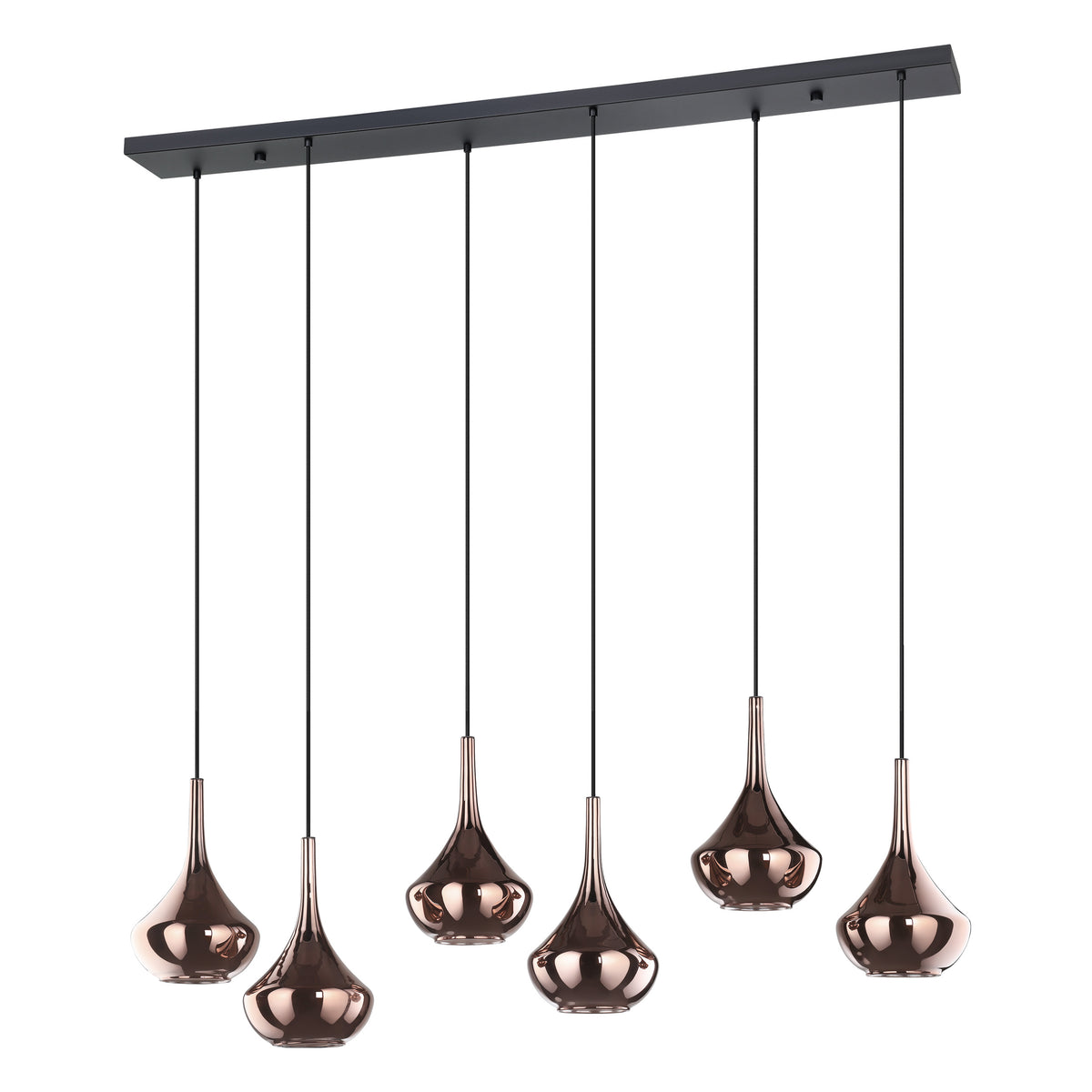 Almoster 57" Pendant Light - Textured Black / Copper Smoked