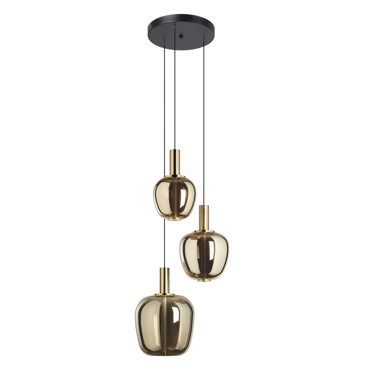 Fruitera 19" 3CCT LED Pendant Light - Textured Black / Brushed Gold