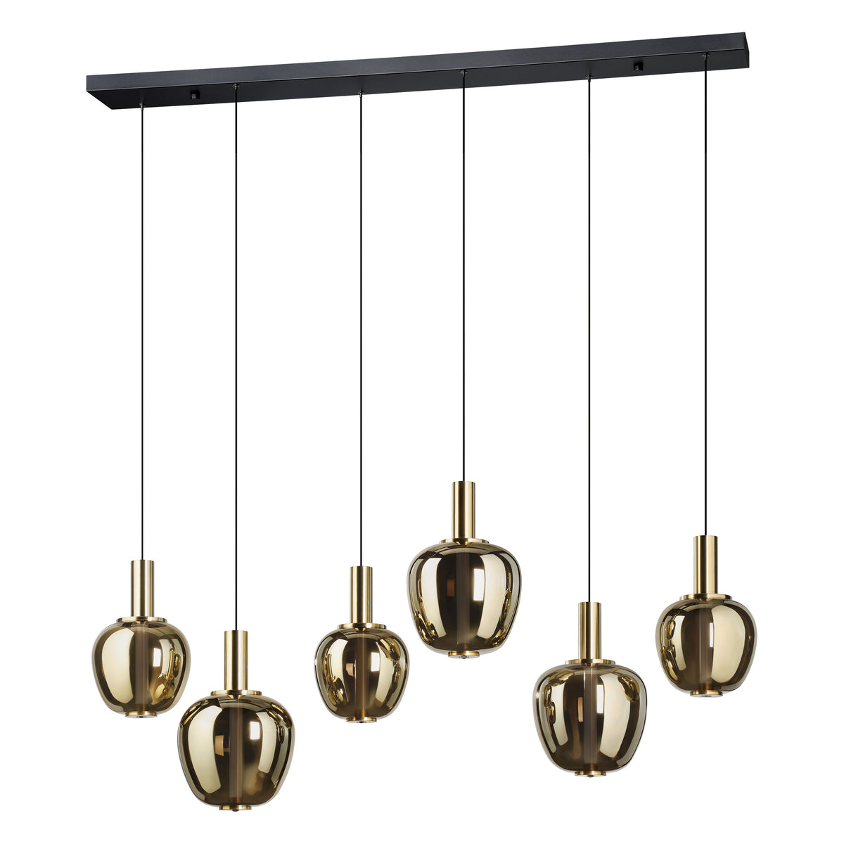 Fruitera 56" 3CCT LED Pendant Light - Textured Black / Brushed Gold