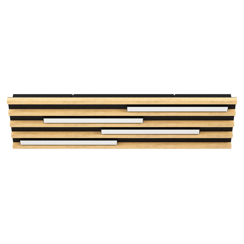 Marreira 30" LED Flush Mount - Oak Wood / Textured Black