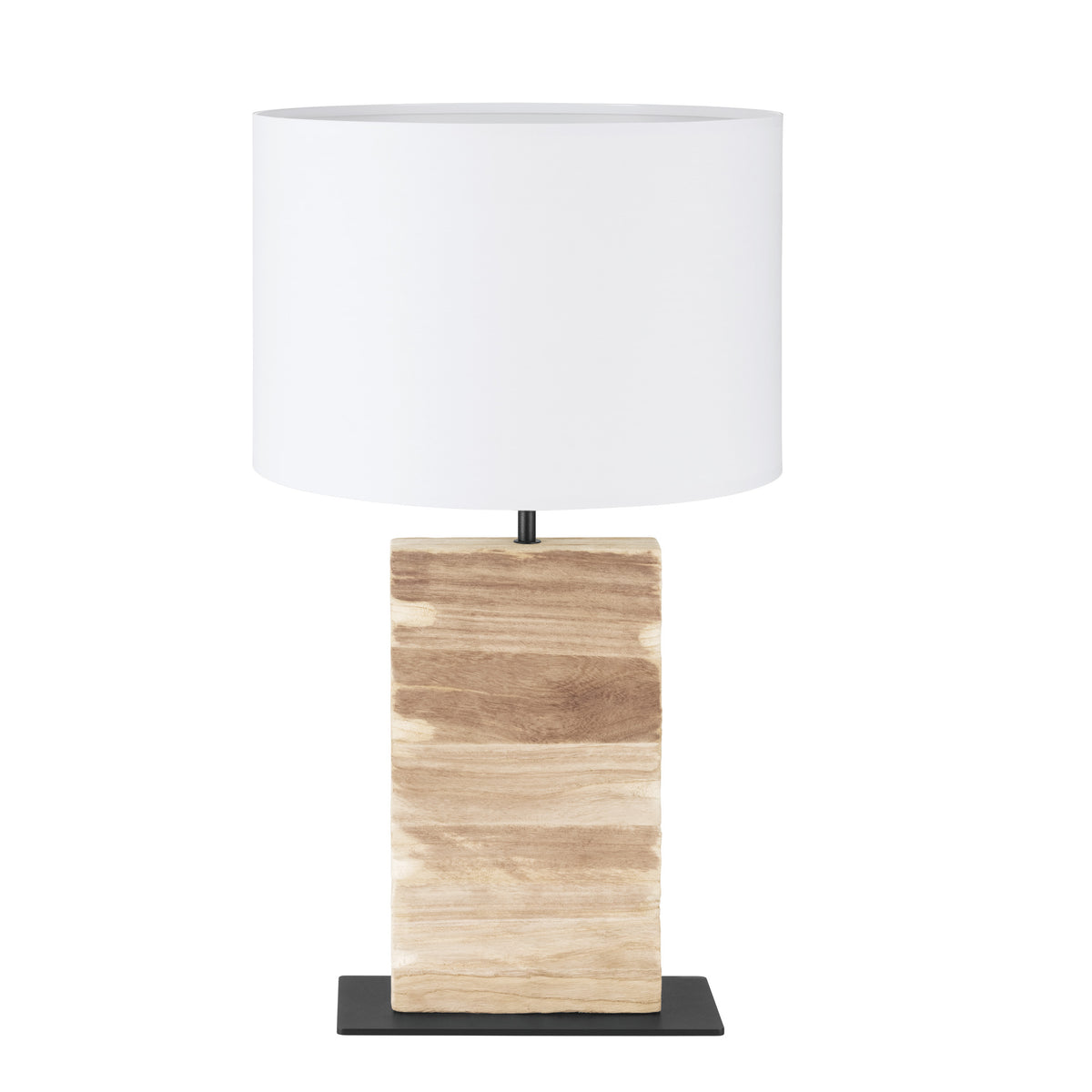 Contessore 25" Rectangular Table Lamp - Paulownia Wood / Textured Black