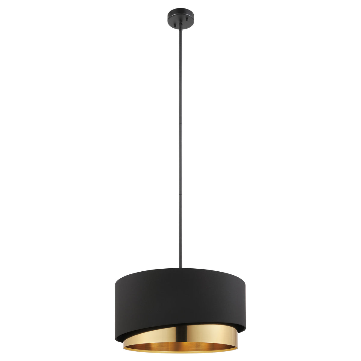 Manderline 17" Pendant Light - Textured Black / Brass