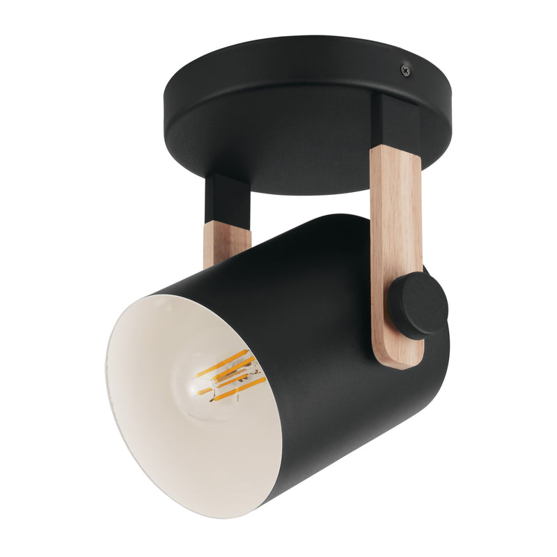 Hornwood 8" Wall Sconce - Textured Black / Pine Wood