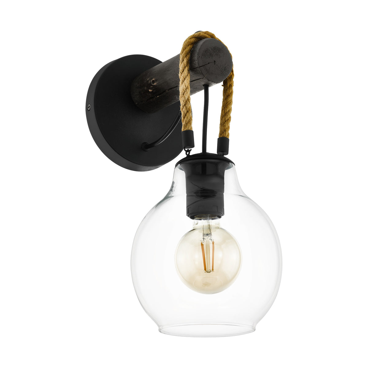 Roding 14" Wall Sconce - Textured Black / Jute
