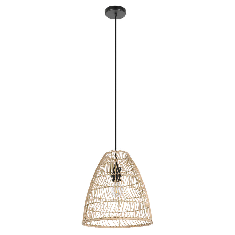 Ayesgarth 13" Pendant Light - Textured Black / Natural Rattan