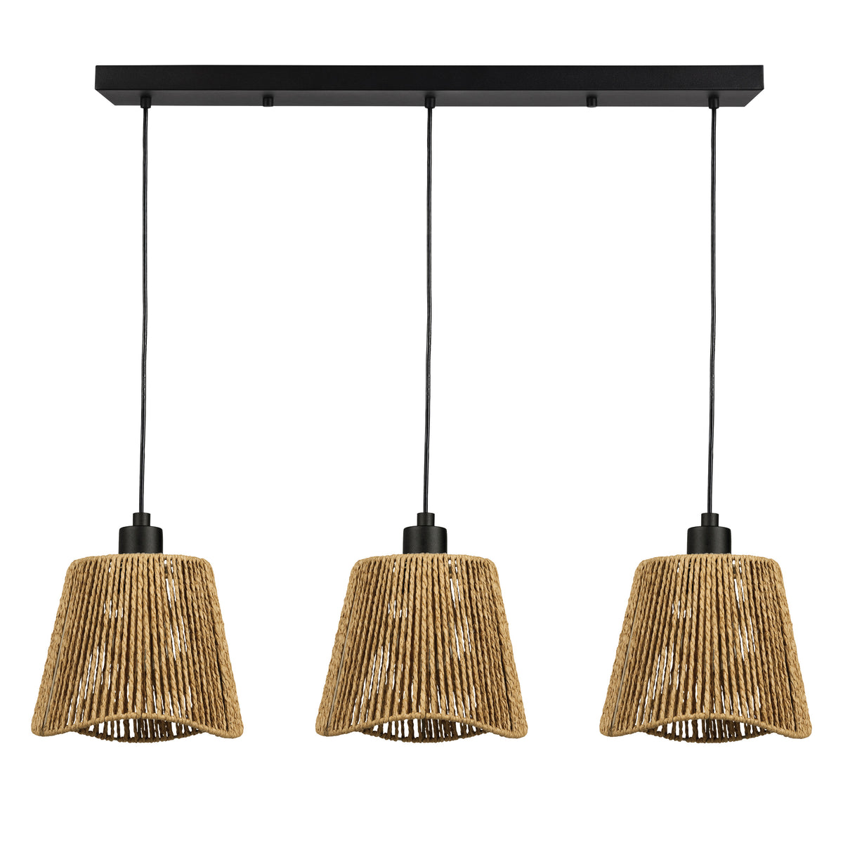 Lavister 36" Pendant Light - Textured Black / Paper Rope