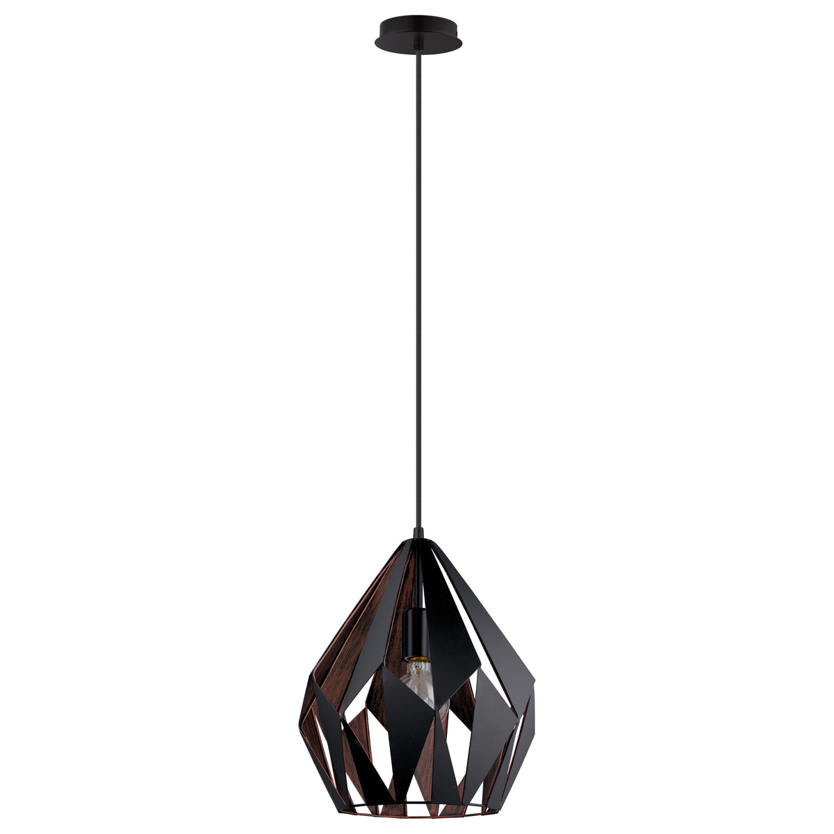 Carlton 1 12" Pendant Light - Matte Black / Copper