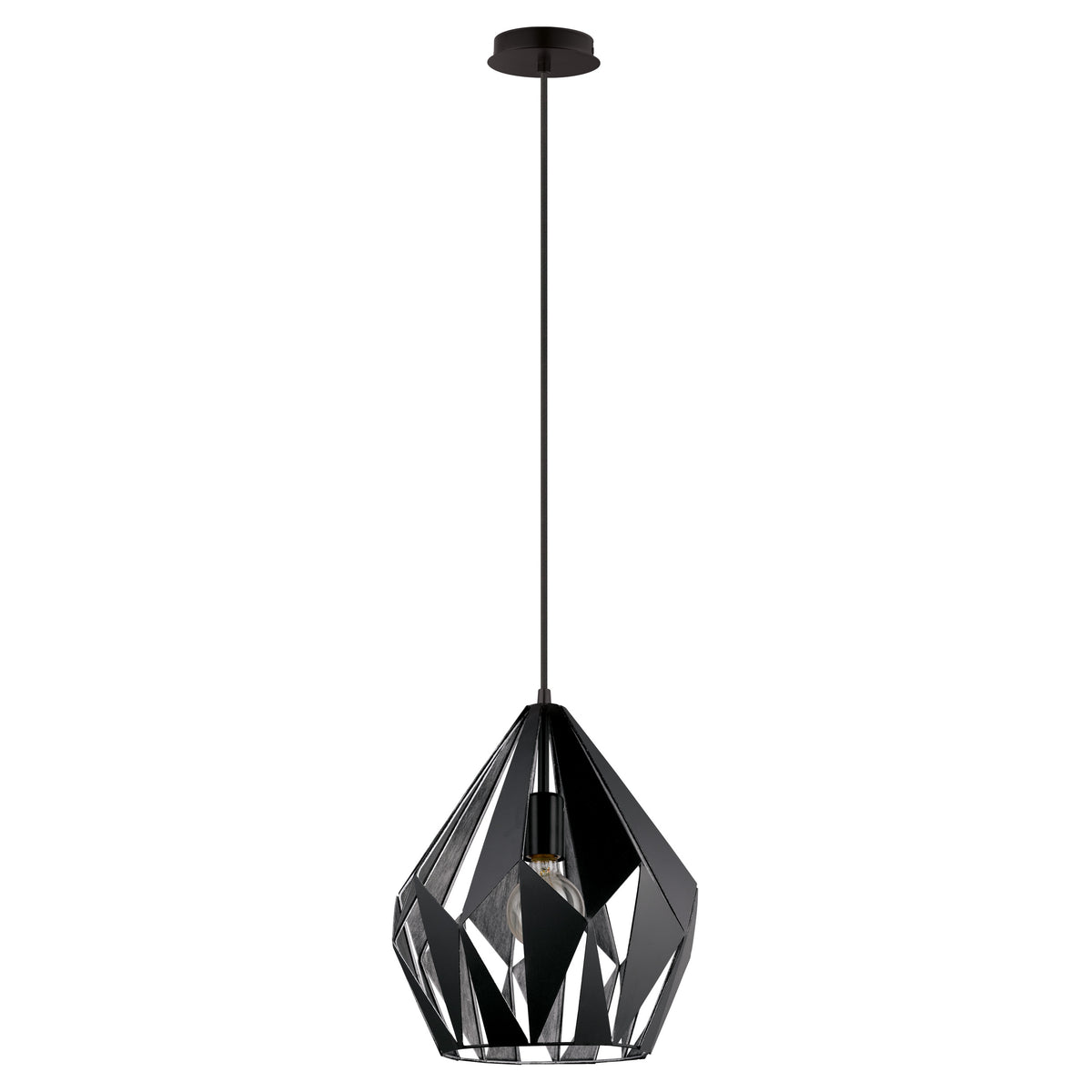 Carlton 1 12" Pendant Light - Matte Black / Silver