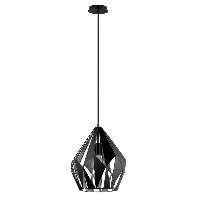 Carlton 1 12" Pendant Light - Matte Black / Silver